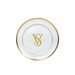 Kit 6 Pratos Sobremesa de Porcelana Monograma Personalizadas Ouro 24k