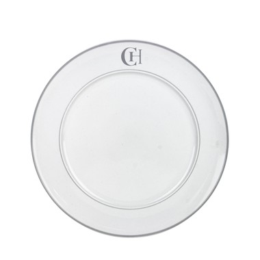 Kit 6 Pratos Rasos de Porcelana Iniciais Borda Personalizadas Prateado