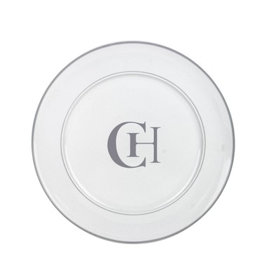 Kit 6 Pratos Rasos de Porcelana Iniciais Centro Personalizadas Prateado