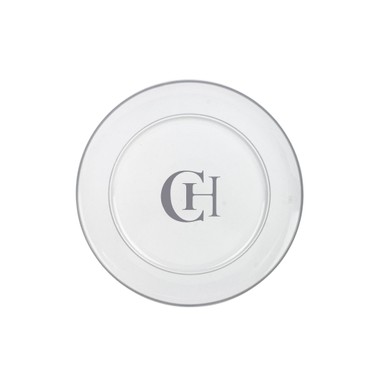 Kit 6 Pratos Sobremesa de Porcelana Iniciais Centro Personalizadas Prateado