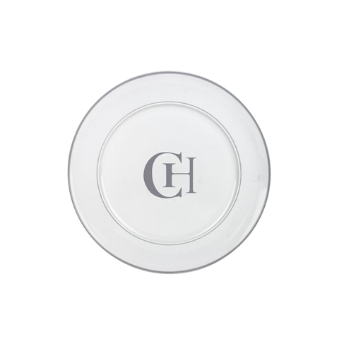 Kit 6 Pratos Sobremesa de Porcelana Iniciais Centro Personalizadas Prateado
