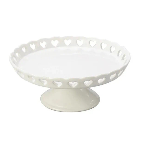 Centro de Mesa Pequeno Cerâmica Coração Branco