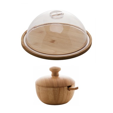 Kit 2 Pcs (açucareiro - Manteigueira) de Bambu Verona