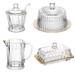 Kit 4 Pcs de Cristal(queijeira - Manteigueira - Açucareiro - Leiteira) de Cristal C/Fio Dourado Radial