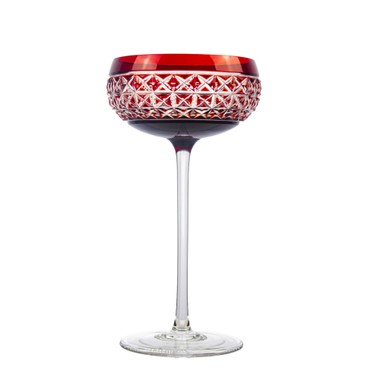 Taça de Cristal Lapidado Coupe 04 - 200ml Vermelho