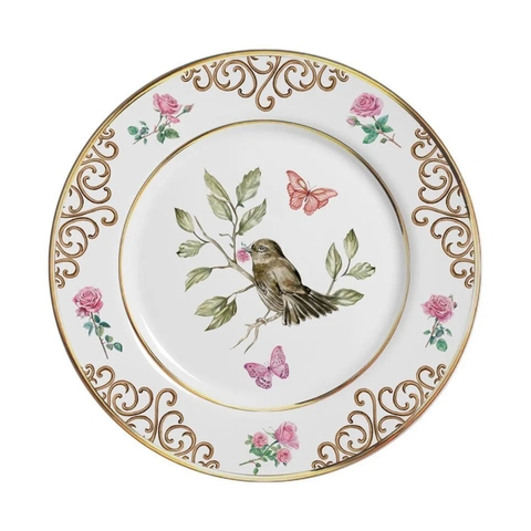 Prato Raso Sweet Bird C/Filete Ouro