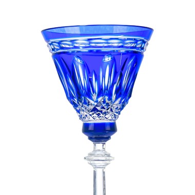 Taça de Cristal P/Licor Lapidado 68 Colombia Azul Escuro