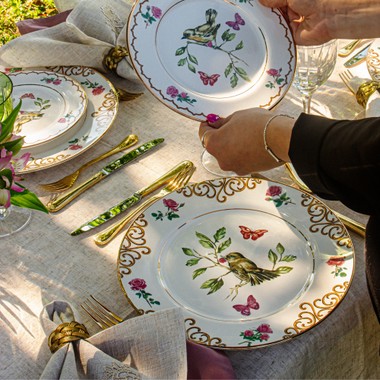 Prato Raso Sweet Bird C/Filete Ouro