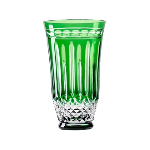Copo Cristal Lapidado 68 Long Drink Verde Escuro