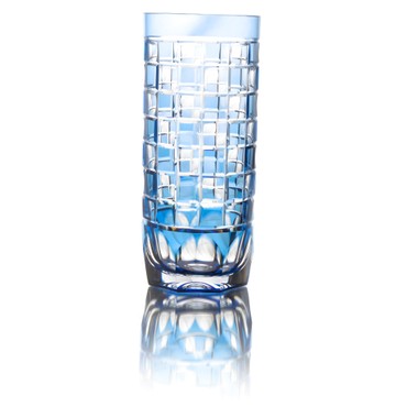 Copo Cristal Lapidado Cuba Libre Mozart 420ml Azul Claro