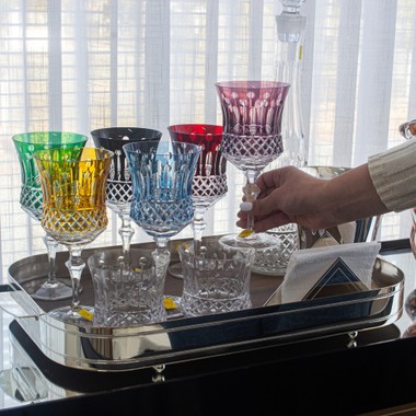 Kit 6 Taças 19 Cristal Lapidado 69 P/água Colorida