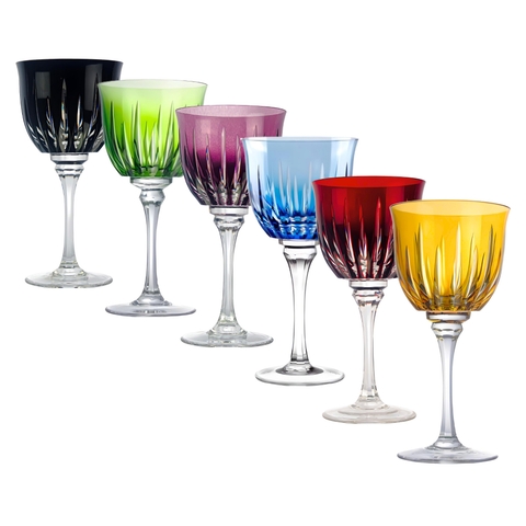 Kit 6 Taças Cristal Lapidado 66 P/água Sonata Colorida