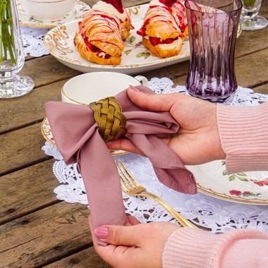 Kit 6 Guardanapos Algodão Rosa Vintage