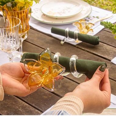 Argola Murano P/ Guardanapo Flor Ambar