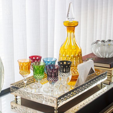 Kit 6 Taças Modelo 19 Cristal Lapidado 69 Licor 70ml
