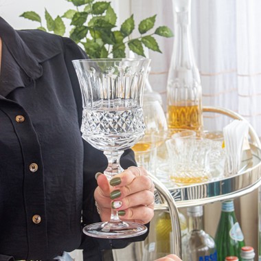 Taça Cristal Lapidado 69 P/água Incolor Mozart 370ml