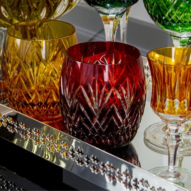 Copo Cristal Lapidado 46 P/Whisky Pineapple Vermelho