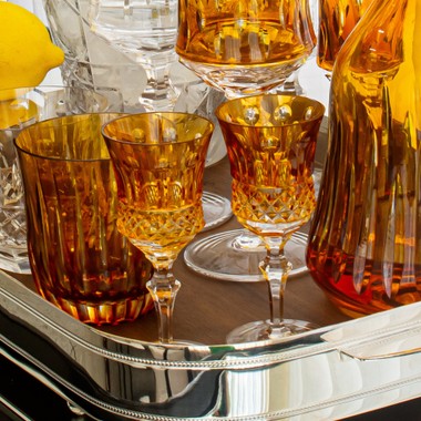 Taça Cristal Lapidado 69 Flauta P/Licor 70ml Amarelo