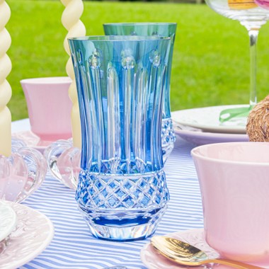 Copo Cristal Lapidado 69 Long Azul Claro Claro 400ml