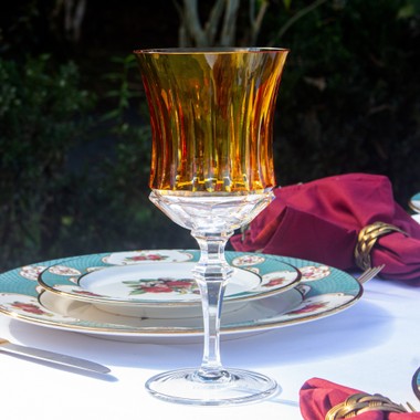 Taça Cristal Lapidado 66 P/Vinho Tinto Amarelo 320ml