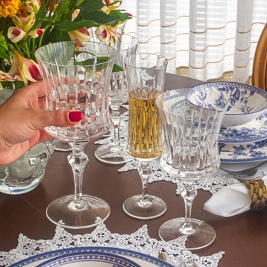 Taça Cristal Lapidado 66 P/água Incolor 400ml