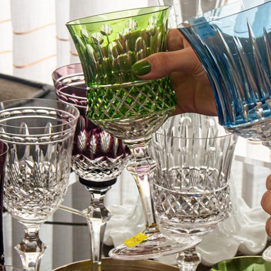 Taça Cristal Lapidado 69 P/água Verde Claro Mozart 370ml