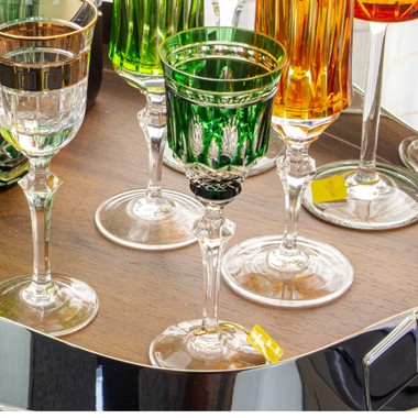 Taça Cristal Lapidado 68 Licor Verde Escuro 80ml