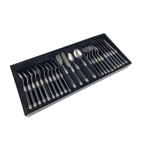 Faqueiro 24 Peças Aço Inox Madras Preto