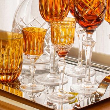 Taça Cristal Lapidado 68 Licor Amarelo 80ml