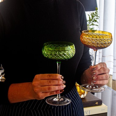 Taça de Cristal Lapidado Coupe 04 - 200ml Verde Claro