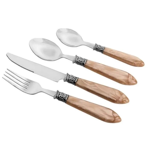 Faqueiro 24 Peças Mother Pear Bege Luxo