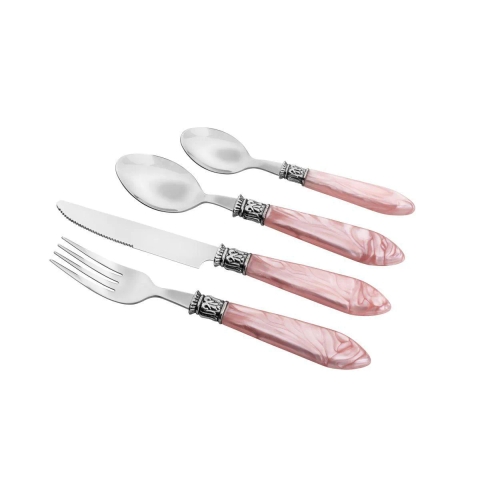 Faqueiro 24 Peças Mother Pearl Rosa Luxo