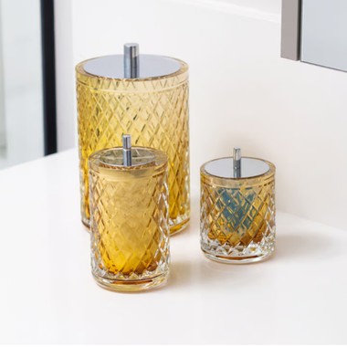 Porta Cotonete Murano Lush Ambar e Prata