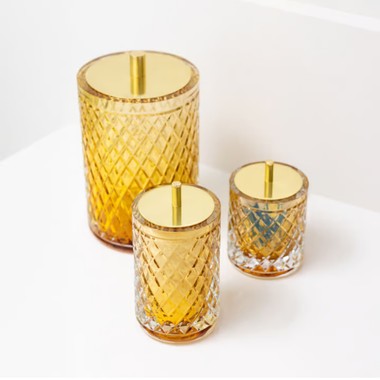 Porta Cotonete Murano Lush Ambar e Dourado