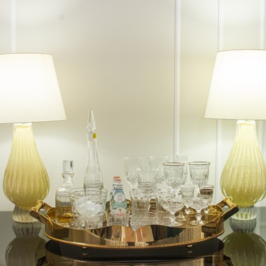 Bandeja Ouro 24k Grande Coração C/Cordão e Fundo Madeira St James