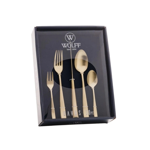 Faqueiro 30 Peças de Aço Inox Davos Champagne Fosco