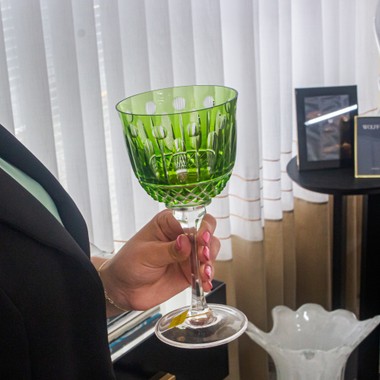 Taça Cristal Lapidado 69 P/água Verde Claro Mozart 400ml