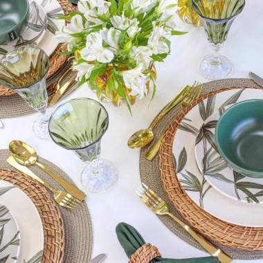 Faqueiro 30 Peças de Aço Inox Pisa Dourado