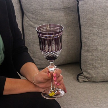 Taça Cristal Lapidado 68 P/Vinho Tinto Ametista Mozart 300ml