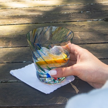 Copo de Cristal P/Whisky Murano Collors Colorido