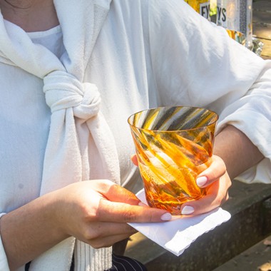 Copo de Cristal P/Whisky Murano Collors Amarelo