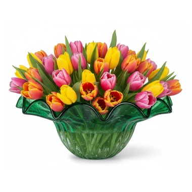 Centro de Mesa Murano Camélia Verde Folha