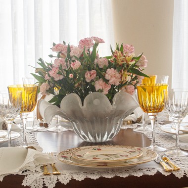 Centro Mesa Murano Yvoire Quartzo Perola