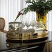 Bandeja Ouro 24k C/Galeria Oval e Fundo Madeira St James