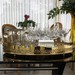 Bandeja Ouro 24k C/Galeria Oval e Fundo Madeira St James
