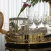 Bandeja Ouro 24k C/Galeria Oval e Fundo Madeira St James