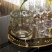 Bandeja Ouro 24k C/Galeria Oval e Fundo Madeira St James