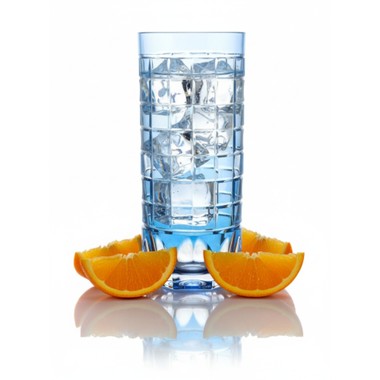 Copo Cristal Lapidado Cuba Libre Mozart 420ml Azul Claro