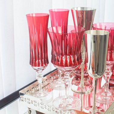 Taça Cristal Lapidado 66 P/Champagne Rosa 210ml