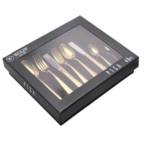 Faqueiro 48 Peças de Aço Inox Pisa Dourado